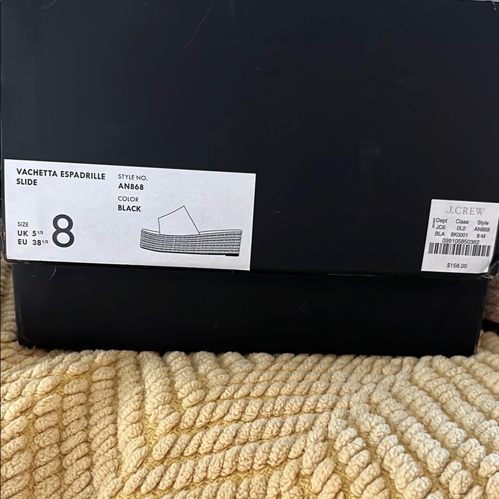 J. Crew Black Vachetta Espadrille Slides